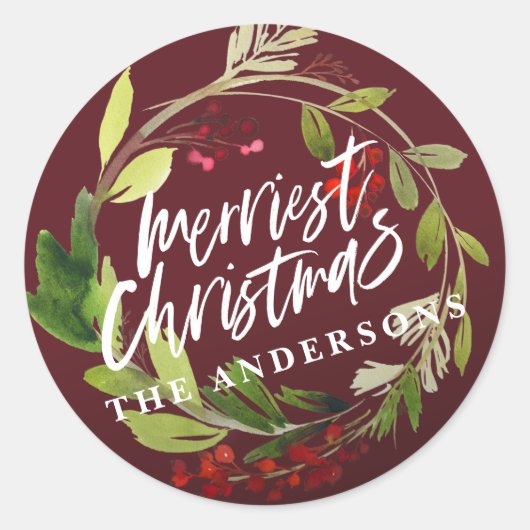 Dwergste kerstboomkreeftenboardsbes ronde sticker (Voorkant)