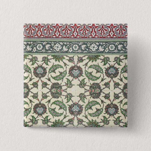 Dwergtegels van de moskee Cheykhoun uit de Arabisc Vierkante Button 5,1 Cm (Voorkant)