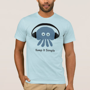 Dwergvis met hoofdtelefoon Eenvoudig T-shirt