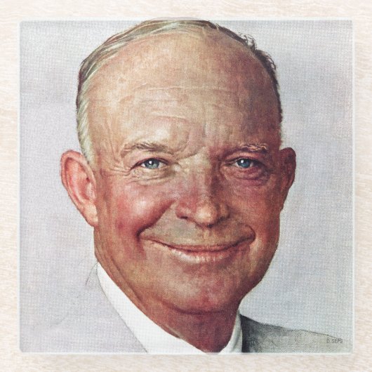 Dwight D. Eisenhower Glazen Onderzetter (Voorkant)
