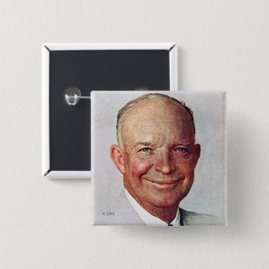 Dwight D. Eisenhower Vierkante Button 5,1 Cm (Voorkant /achterkant)