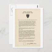 Dwight D. Eisenhower's Orde van de Dag (1944) Briefkaart (Voorkant / Achterkant)