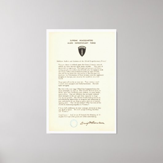 Dwight D. Eisenhower's Order of the Day (1944) Canvas Afdruk (Voorkant)