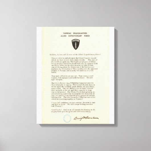 Dwight D. Eisenhower's Order of the Day (1944) Canvas Afdruk (Voorkant)