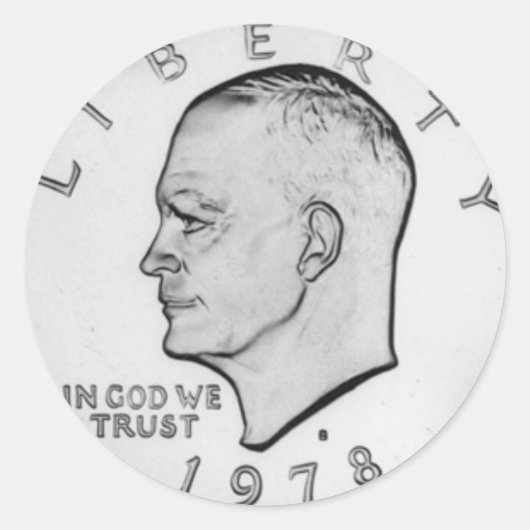 Dwight David "Ike" Eisenhower Ronde Sticker (Voorkant)
