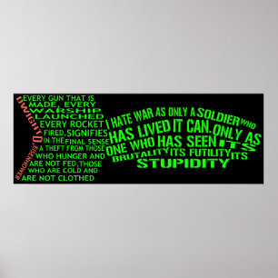 Dwight Eisenhower Anti-War Text Art Poster