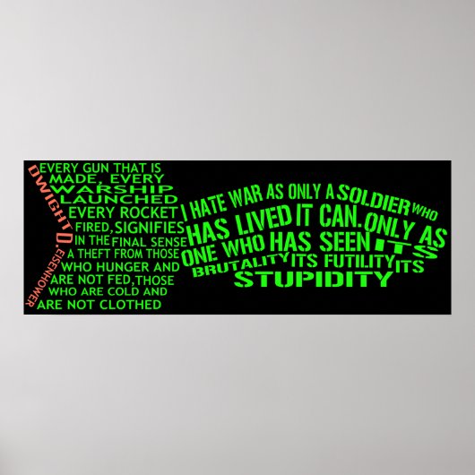 Dwight Eisenhower Anti-War Text Art Poster (Voorkant)