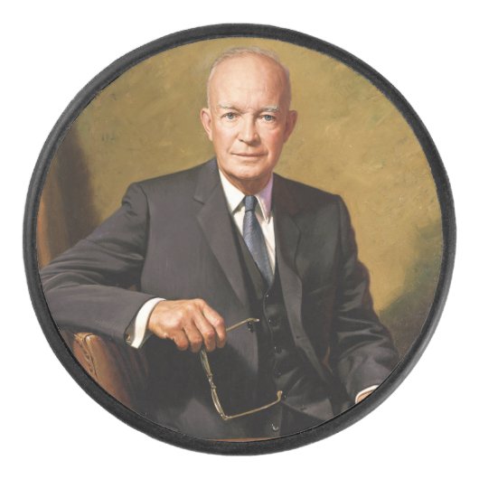 Dwight Eisenhower President Witte Huis Hockey Puck (Voorkant)