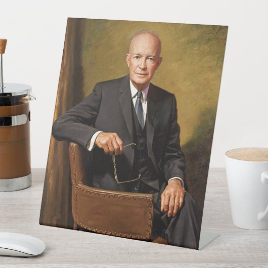 Dwight Eisenhower President Witte Huis Reclamebord Met Voetstuk (Insitu)