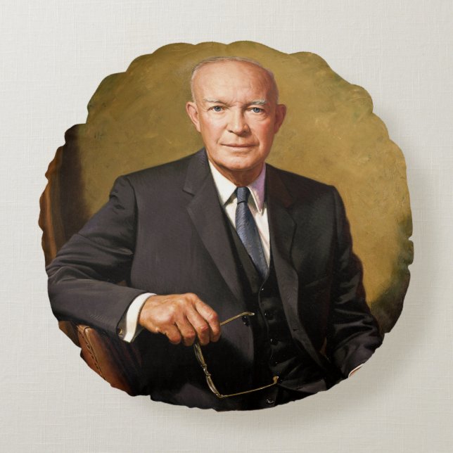 Dwight Eisenhower President Witte Huis Rond Kussen (Voorkant)