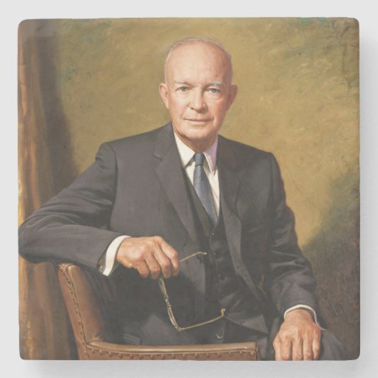 Dwight Eisenhower President Witte Huis Stenen Onderzetter (Voorkant)