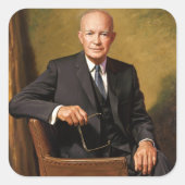 Dwight Eisenhower President Witte Huis Vierkante Sticker (Voorkant)