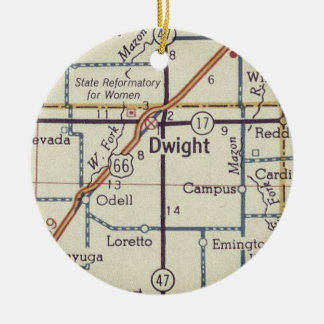 Dwight IL Map Keramisch Ornament
