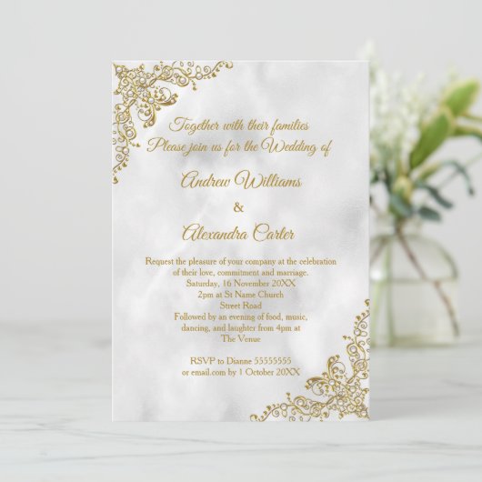 Dwingend goud marmer white pearl Silver Kaart (Staand voorkant)