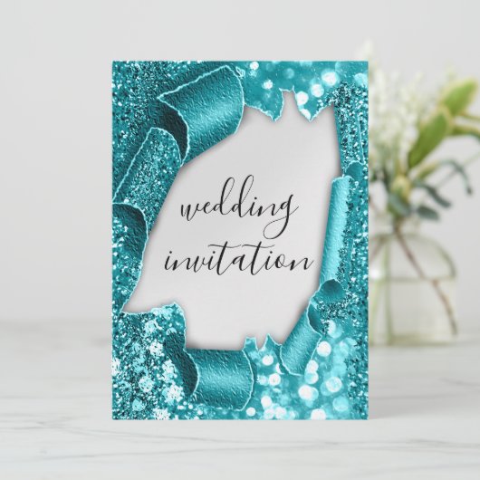 Dwingende 3D-crt-effect Elegant Silver Blauwgroen  Kaart (Staand voorkant)