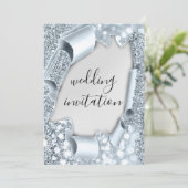 Dwingende 3D-crt-effect Elegant Silver Glitter Blu Kaart (Staand voorkant)