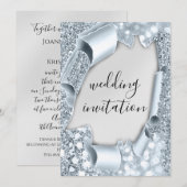 Dwingende 3D-crt-effect Elegant Silver Glitter Blu Kaart (Voorkant / Achterkant)