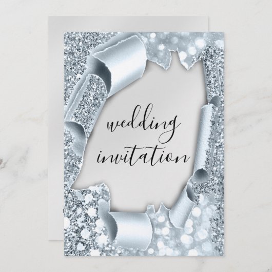 Dwingende 3D-crt-effect Elegant Silver Glitter Blu Kaart (Voorkant / Achterkant)