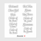 Dwingende Bridesmaid Decal Vinyl Stickers (Vel)