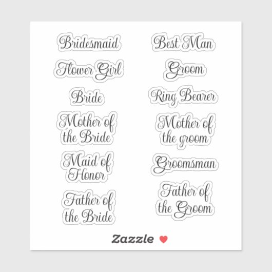 Dwingende Bridesmaid Decal Vinyl Stickers (Vel)