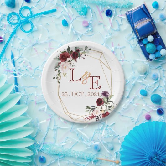 Dwingende monogram papieren bordje (Feest)