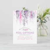 Dwingende paarse roze bloemcascademaaltijden informatiekaartje (Staand voorkant)