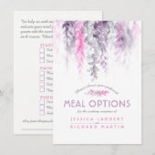 Dwingende paarse roze bloemcascademaaltijden informatiekaartje (Voorkant / Achterkant)