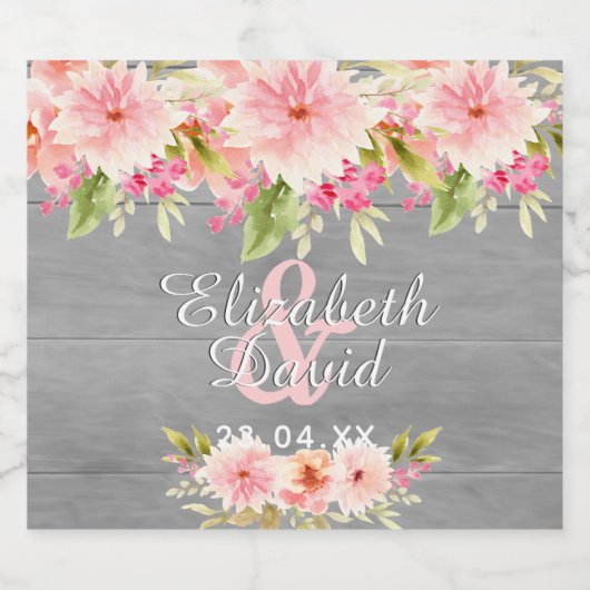 Dwingende roestgrijze houtbloemen sparkling wijnetiket (Enkel label)