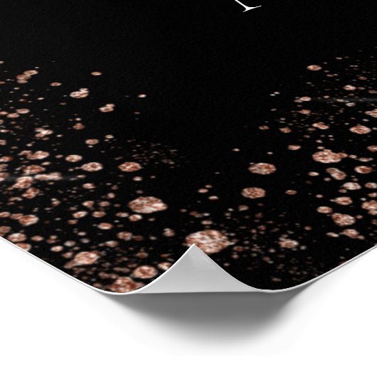 Dwingende zwarte roos gouden glitter welkom poster (Hoek)