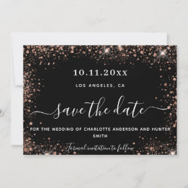 Dwingende zwarte roos goudglitter save the date