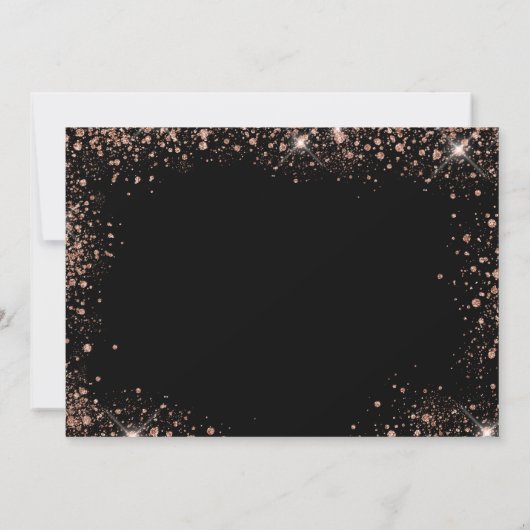 Dwingende zwarte roos goudglitter save the date (Achterkant)