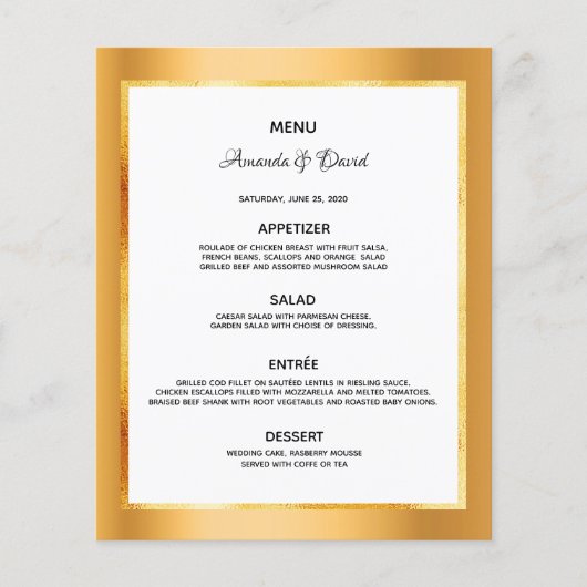 Dwingermenu goud metaalwitte glanzen elegant (Voorkant)