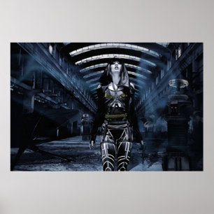 DWR Futuristic Cyborg en Retro Robots Poster