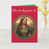 Dwynwen de patronesheilige van geliefden kaart (Gele Bloem)