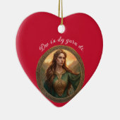 Dwynwen de patronesheilige van geliefden keramisch ornament (Rechts)
