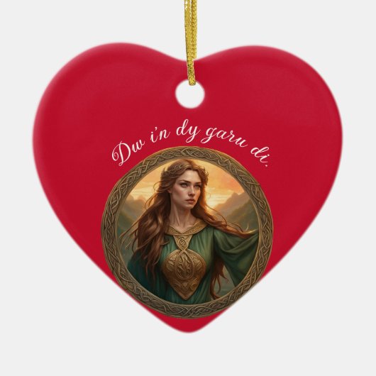 Dwynwen de patronesheilige van geliefden keramisch ornament (Voorkant)