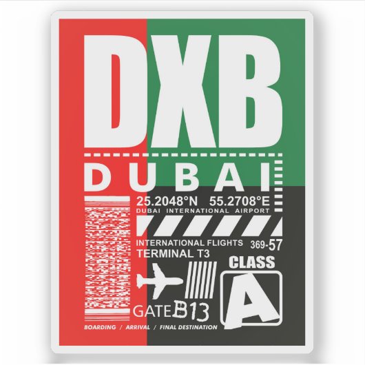 DXB Airport Dubai Sticker (Voorkant)