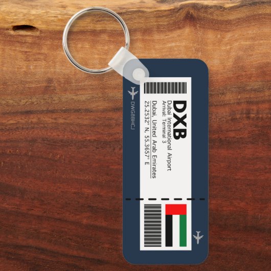 DXB Dubai Boarding Pass - Dubai Ticket Sleutelhanger (Voorkant)