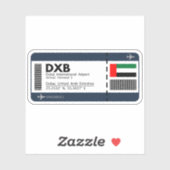 DXB Dubai Boarding Pass - Dubai Ticket Sticker (Vel)