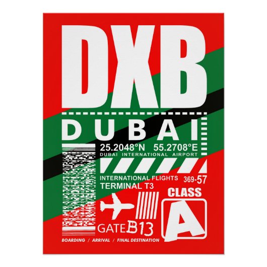 DXB Dubai luchthaven Perfect Poster (Voorkant)