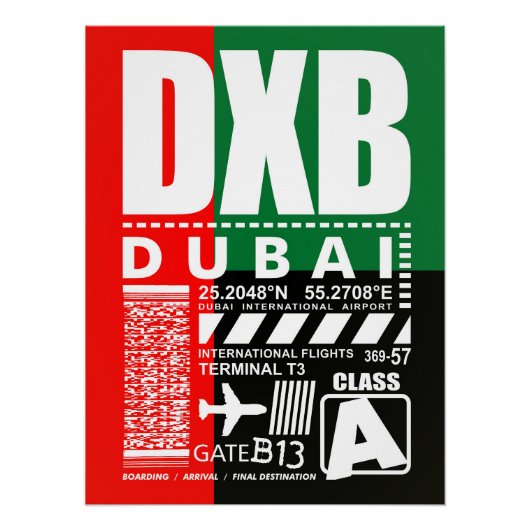 DXB Dubai luchthaven Perfect Poster (Voorkant)