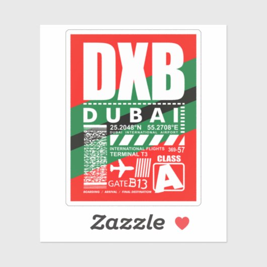 DXB Dubai luchthaven Sticker (Vel)