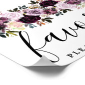 DY Betaalbaar Paars Roze Floral Weddenschap Poster (Hoek)