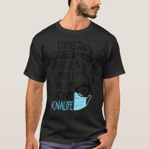 Dy Coffee Scrubs en Rubber Ghandschoenen Messy Bun T-shirt