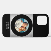 DY Couple's Photo & Names Blk Circle Silver Black Case-Mate iPhone Case (Achterkant (horizontaal))