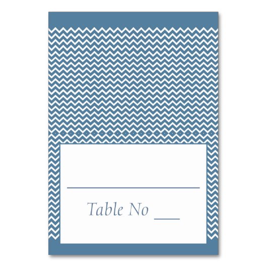 DY Fold Tented Place Cards Chevron Zee Blue Kaart (Voorkant)