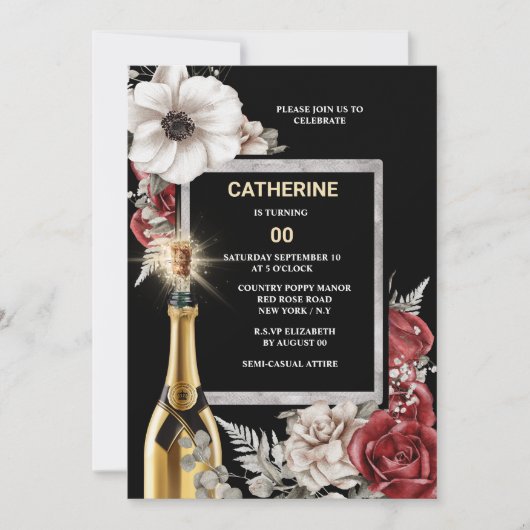 DY-leeftijd rode roze mousserende wijn elegant flo Kaart (Voorkant)