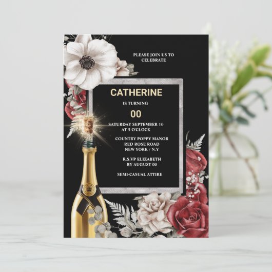 DY-leeftijd rode roze mousserende wijn elegant flo Kaart (Staand voorkant)