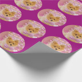 DY Merry kerst & Name, Cute Dog, Red Violet Cadeaupapier (Hoek)