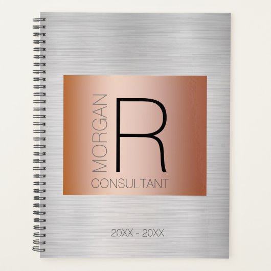 DY Monogram Naam Winstdatum Roos Gold Silver Planner (Voorkant)